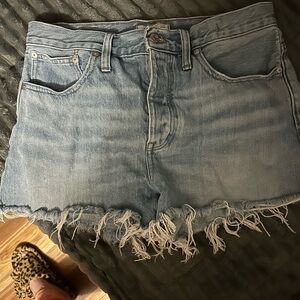Madewell Light Blue Frayed Jean Shorts
